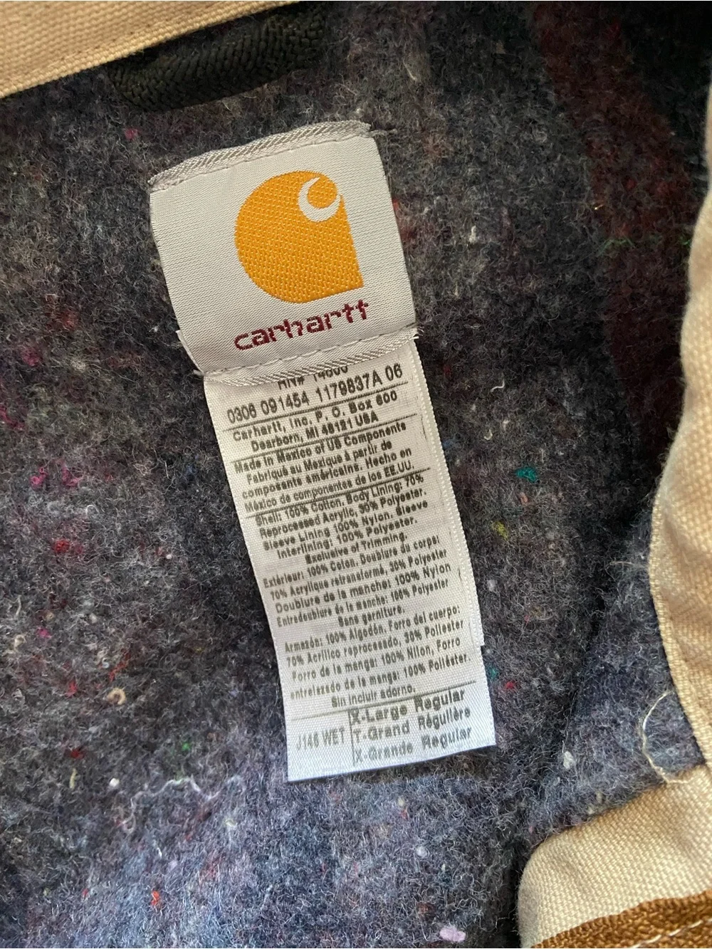 CaRrHaRtT duck canvas VINTAGE work-coat blanket lined XL - Picture 3 of 5